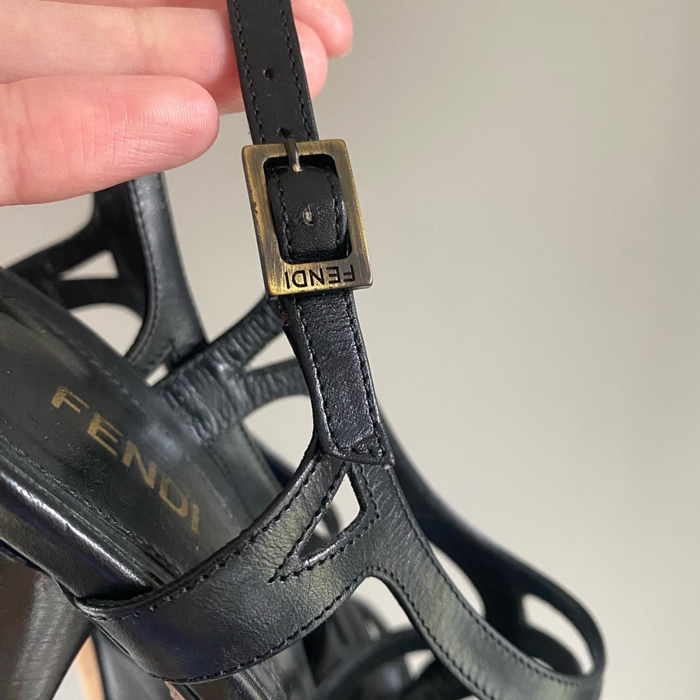 FENDI spuntata cuoietto nero heels sandal black Size 37 - Picture 5 of 16